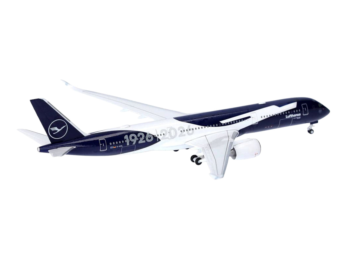 Airbus A350-900 Commercial Aircraft 'Lufthansa 100 Years' (D-AIXL) Blue with Graphics 1/500 Diecast Model Airplane by Herpa
