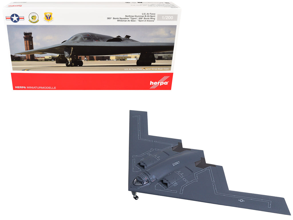 Northrop Grumman B-2A Spirit Stealth Bomber Aircraft 'Spirit of Arizona 393rd Bomb Squadron 'Tigers' 509th Bomb Wing Whiteman Air Force Base' United States Air Force 1/200 Diecast Model by Herpa