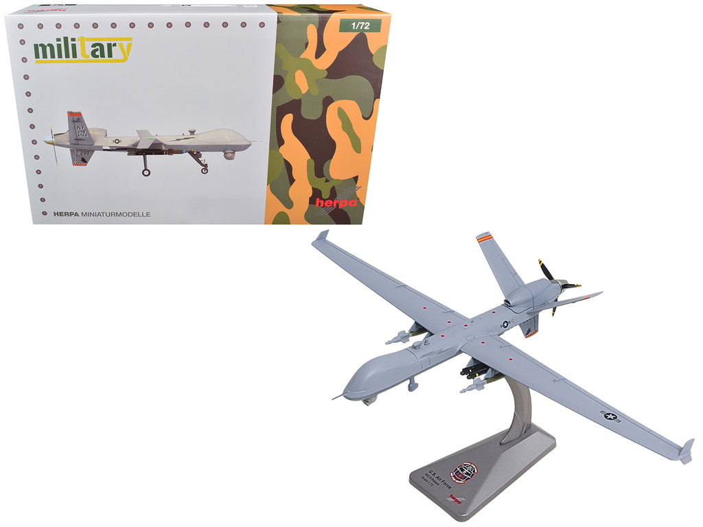 General Atomics MQ-9A Reaper Block 5 UAV 'New York Air National Guard 108th Attack Squadron Hancock Field Air National Guard Base' United States Air Force 'Military' Series 1/72 Diecast Model by Herpa