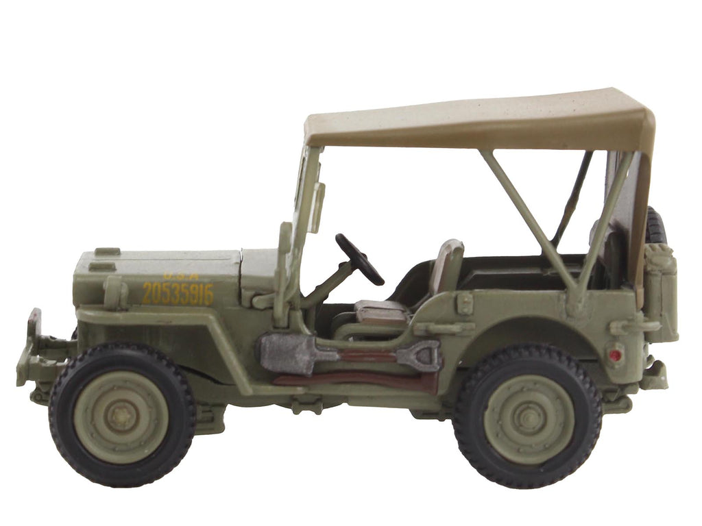 U.S. 1/4 ton Military Vehicle Olive Drab 'Gen. Douglas MacArthur Leyte WWII' (1945) United States Army 'Ground Power Series' 1/72 Diecast Model by Hobby Master