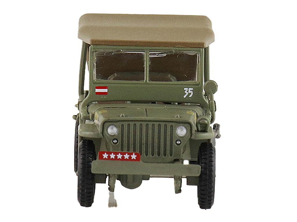 U.S. 1/4 ton Military Vehicle Olive Drab 'Gen. Douglas MacArthur Leyte WWII' (1945) United States Army 'Ground Power Series' 1/72 Diecast Model by Hobby Master