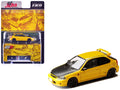 Honda Civic (EK9) RHD (Right Hand Drive) Yellow with Carbon Hood 'Initial D' (1995-2013) Manga 'Diorama Set Series' 1/64 Diecast Model car by Hobby Japan