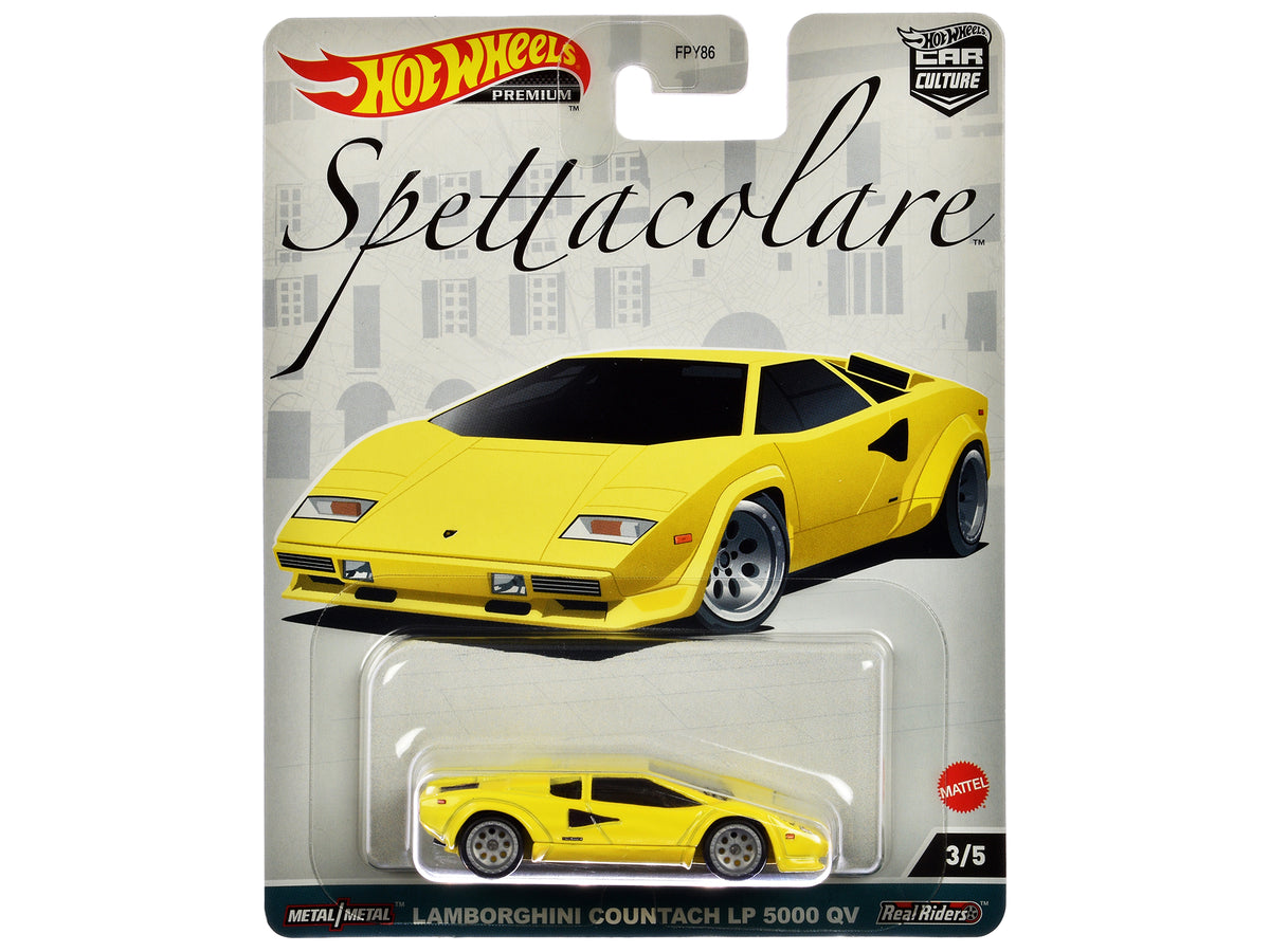 Lamborghini Countach LP 5000 QV Yellow 'Spettacolare' Series Diecast Model Car by Hot Wheels