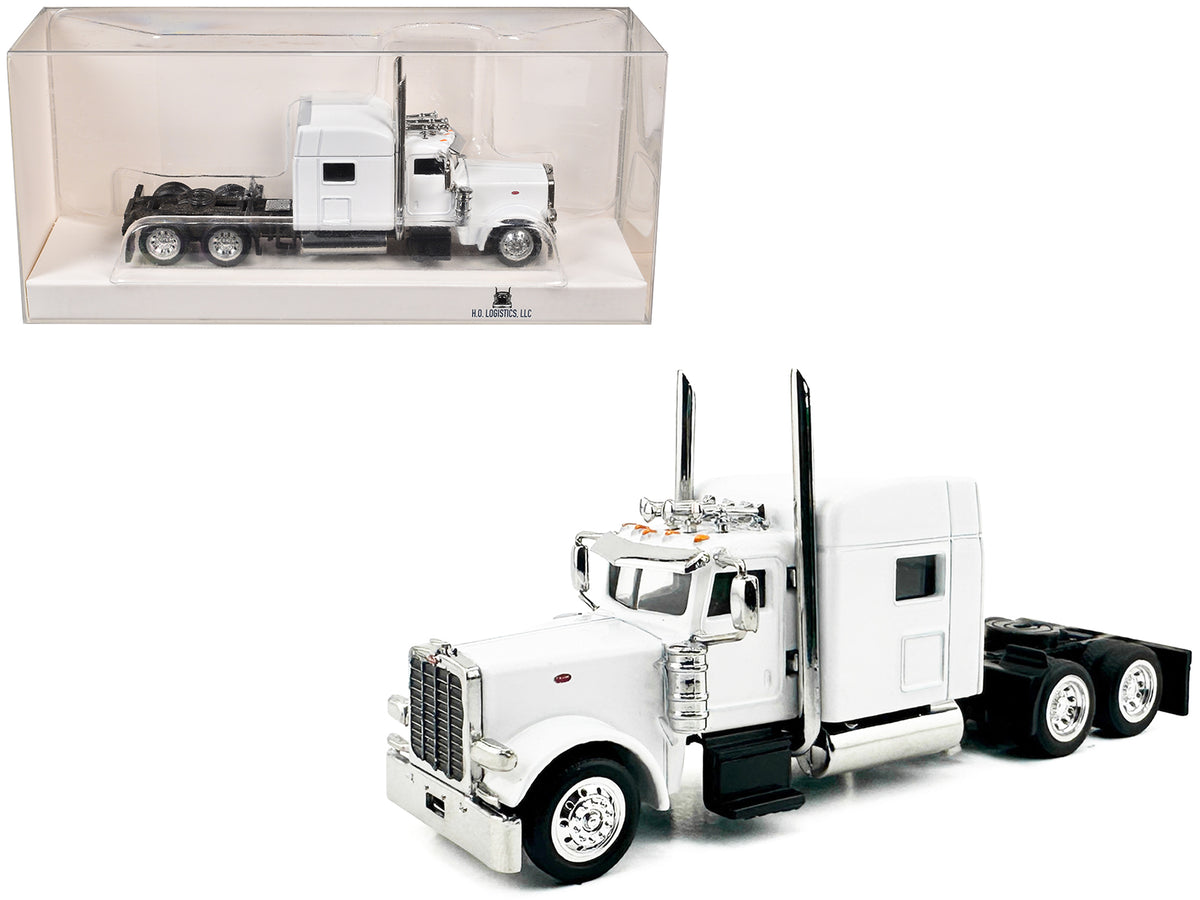Peterbilt 389 Truck Tractor with Sleeper Cab White 1/87 (HO) Scale Plastic Model Car by HO Logistics