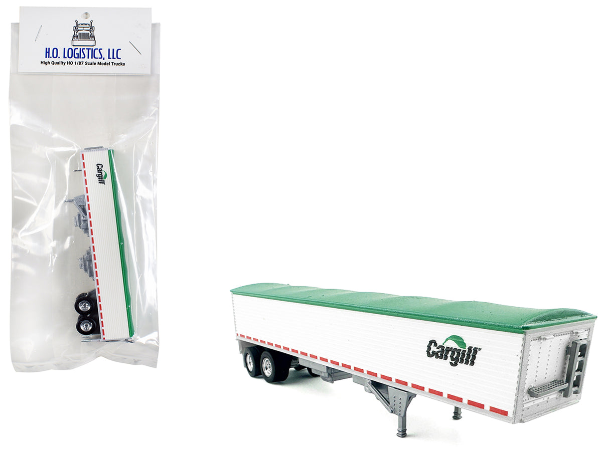 Covered Grain Trailer White with Green Tarp 'Cargill' 1/87 (HO) Plastic Model Car by HO Logistics