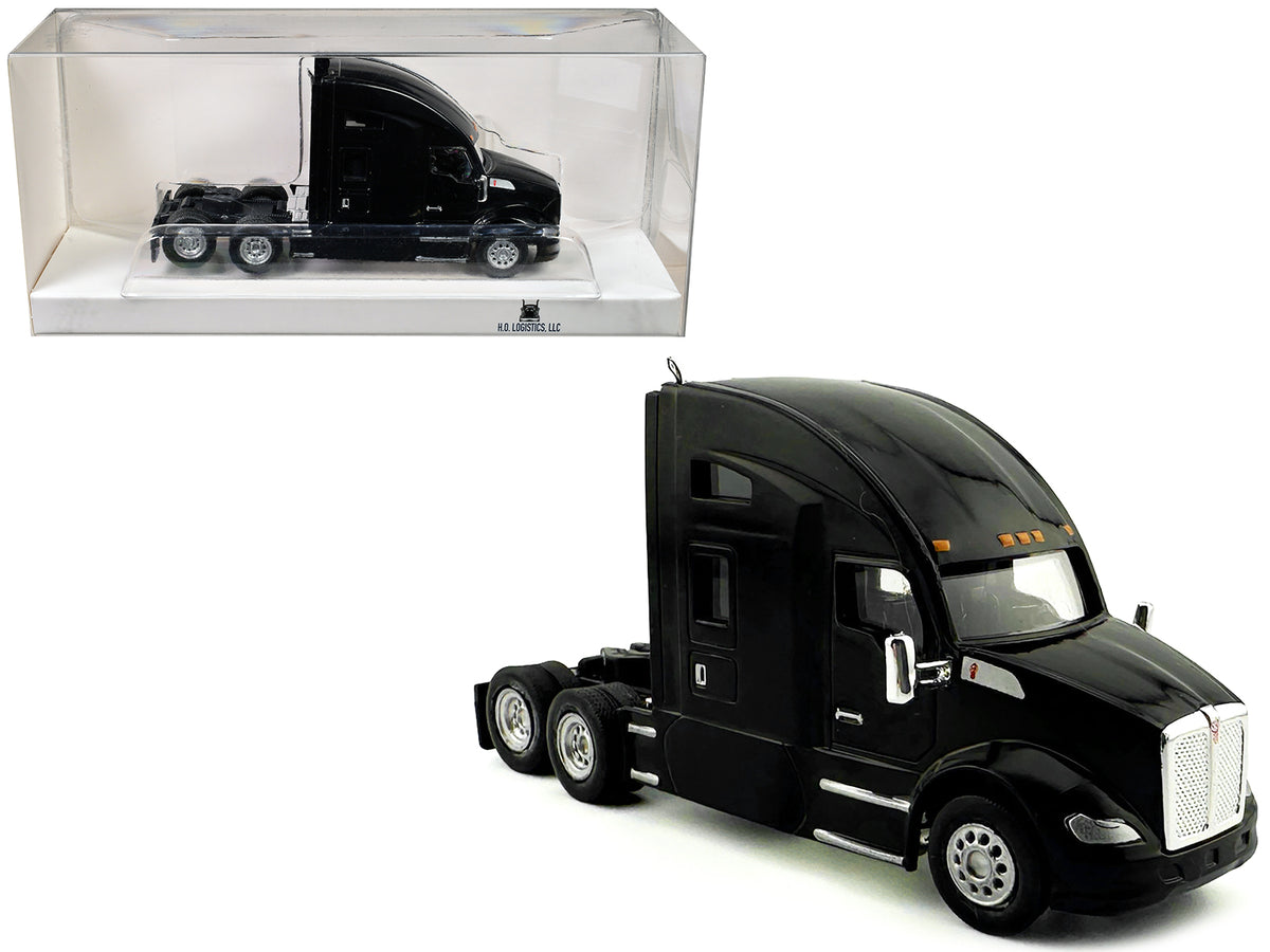 Kenworth T680 Sleeper Cab Black 1/87 (HO) Plastic Model Car by HO Logistics