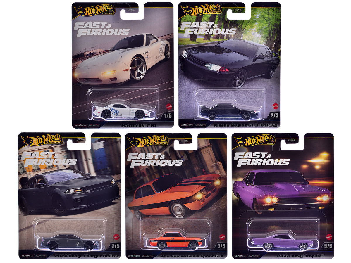 'Fast & Furious' 2025 5 piece Set K Diecast Model Cars by Hot Wheels