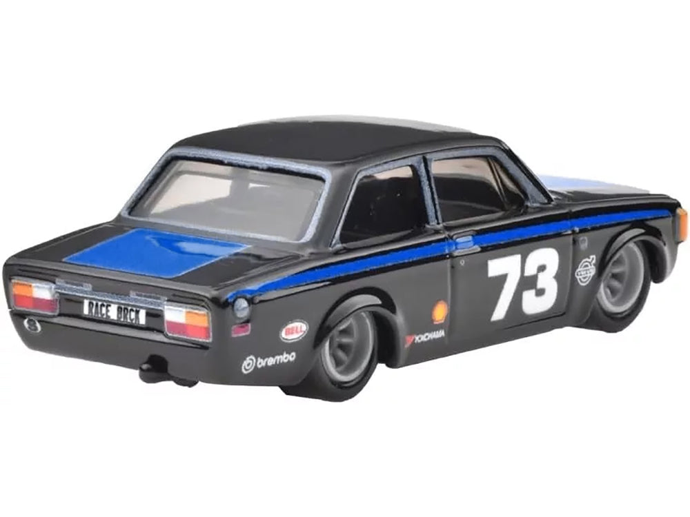 1973 Volvo 142 GL #73 Black with Blue Stripes and Hood 'Boulevard' Series Diecast Model Car by Hot Wheels