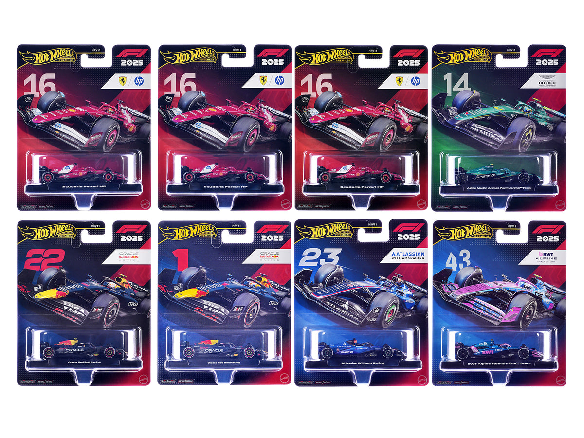 'Formula 1 Racing' 8 piece Set M 'Premium Series' Diecast Model Car by Hot Wheels