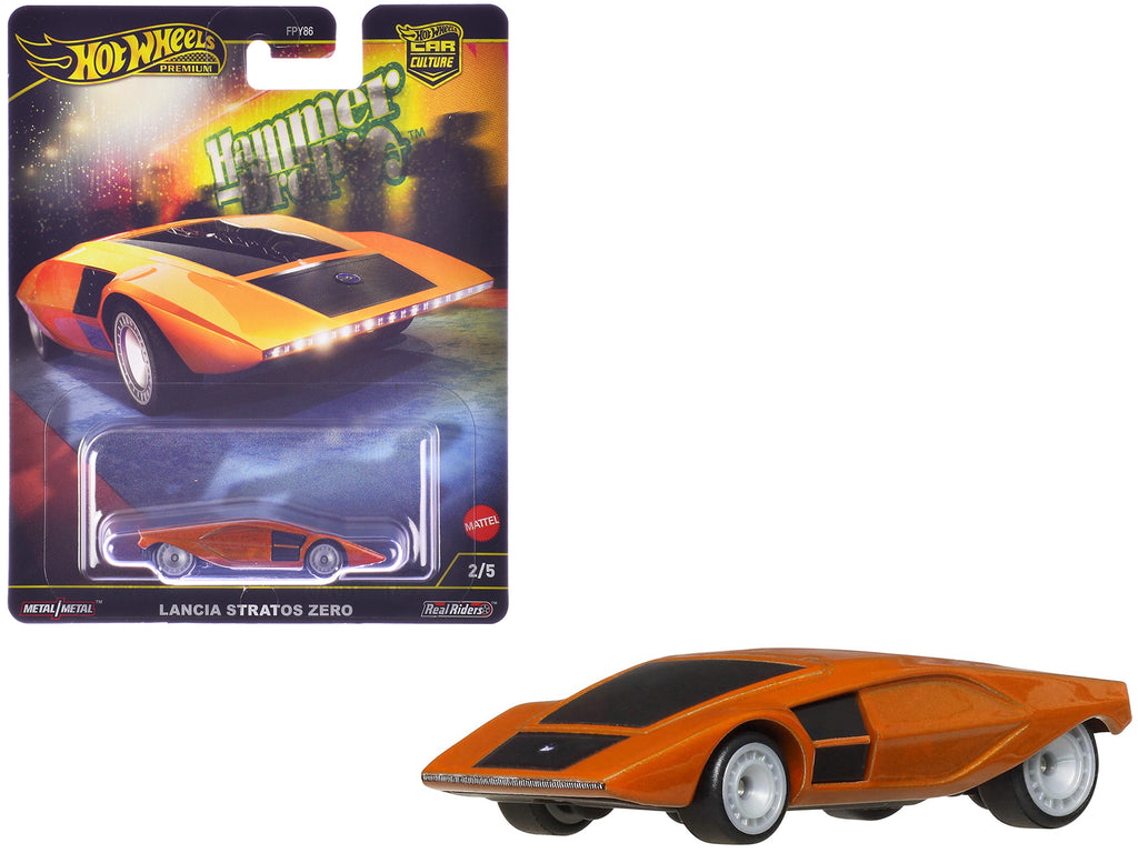 Lancia Stratos Zero Concept Car Orange Metallic 'Hammer Drop' Series Diecast Model Car by Hot Wheels