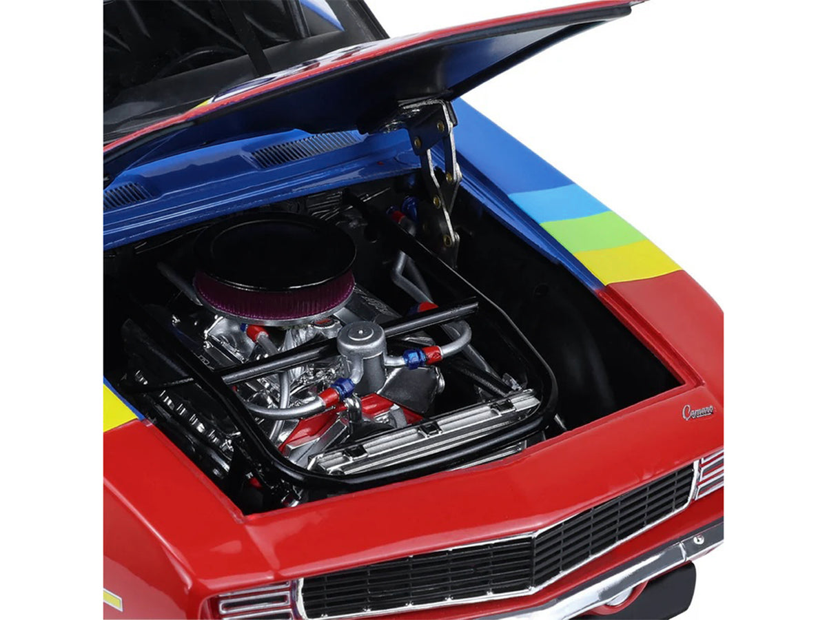 1969 Chevrolet Camaro #24 Jeff Gordon 'Hendrick Motorsports First Win Tribute' Blue and Red with Rainbow Stripes 1/18 Diecast Model Car by Highway 61