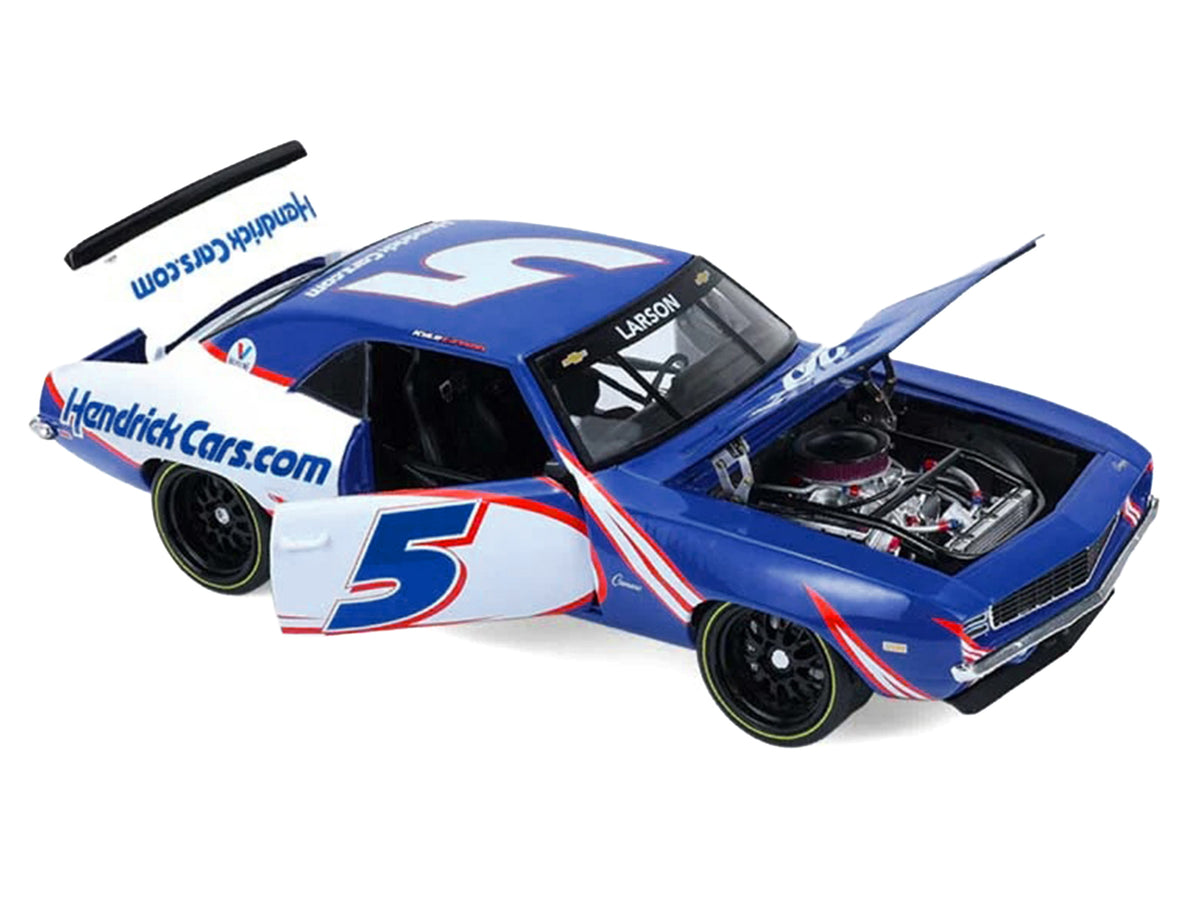 1969 Chevrolet Camaro #5 Kyle Larson 'Hendrick Motorsports First Win Tribute' Blue and White with Graphics 1/18 Diecast Model Car by Highway 61