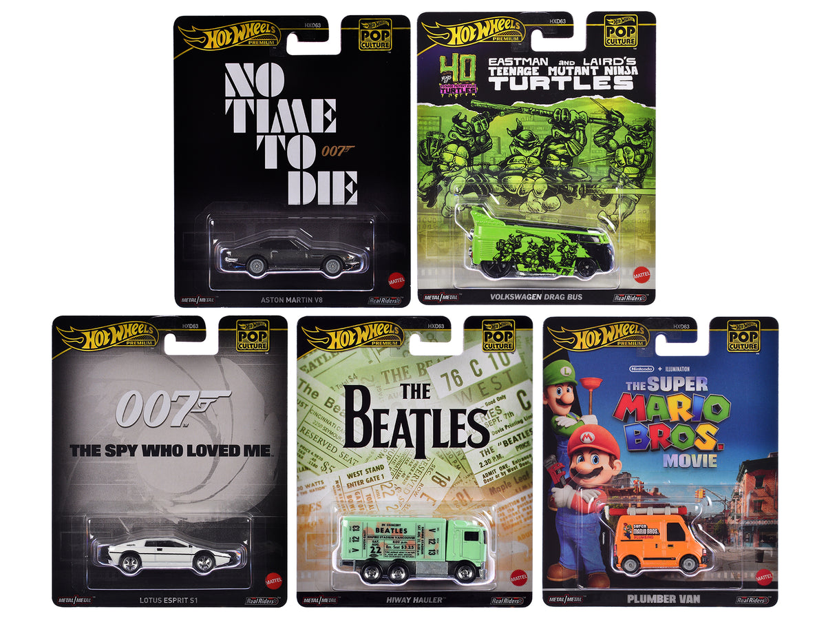 'Pop Culture 2024' 5 piece Set D 'Premium Series' Diecast Model Cars by Hot Wheels