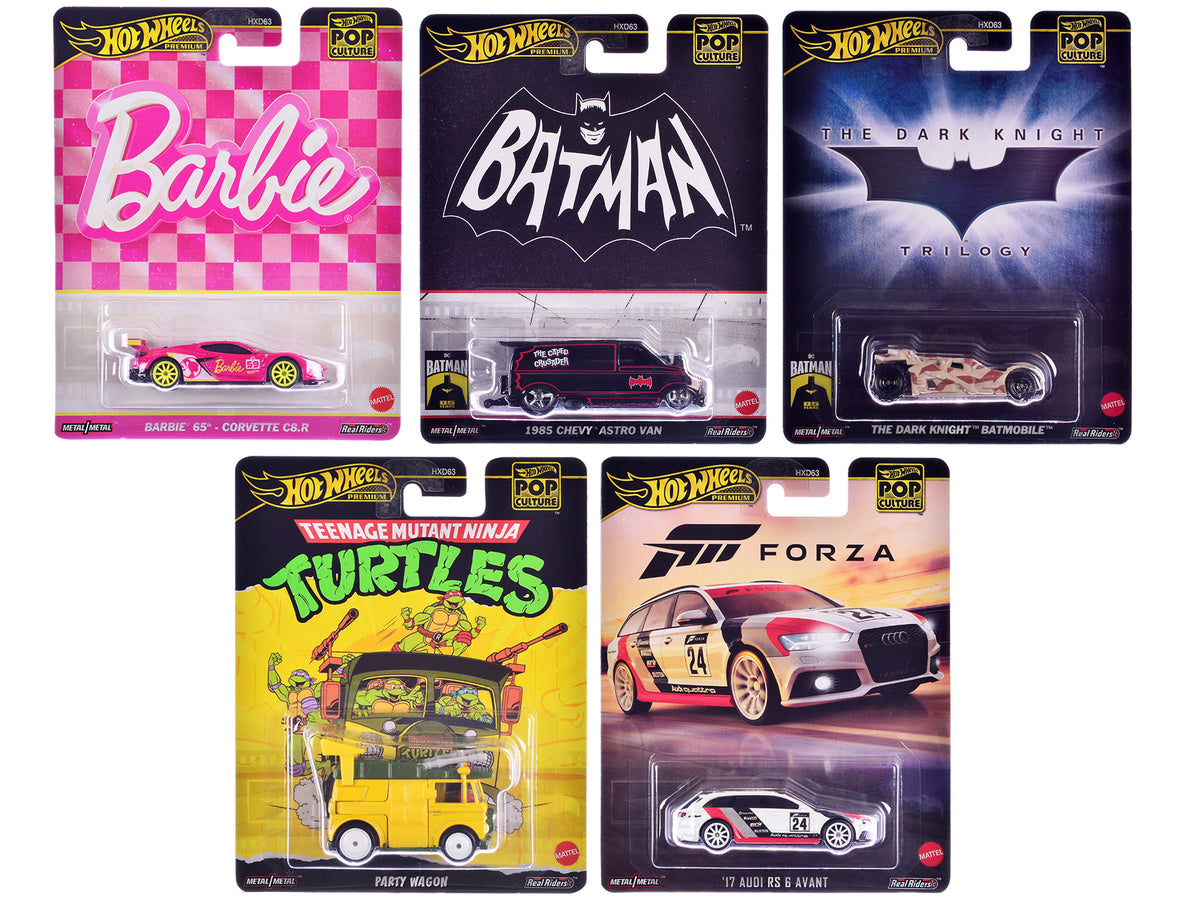 'Pop Culture 2024' 5 piece Set E 'Premium Series' Diecast Model Cars by Hot Wheels