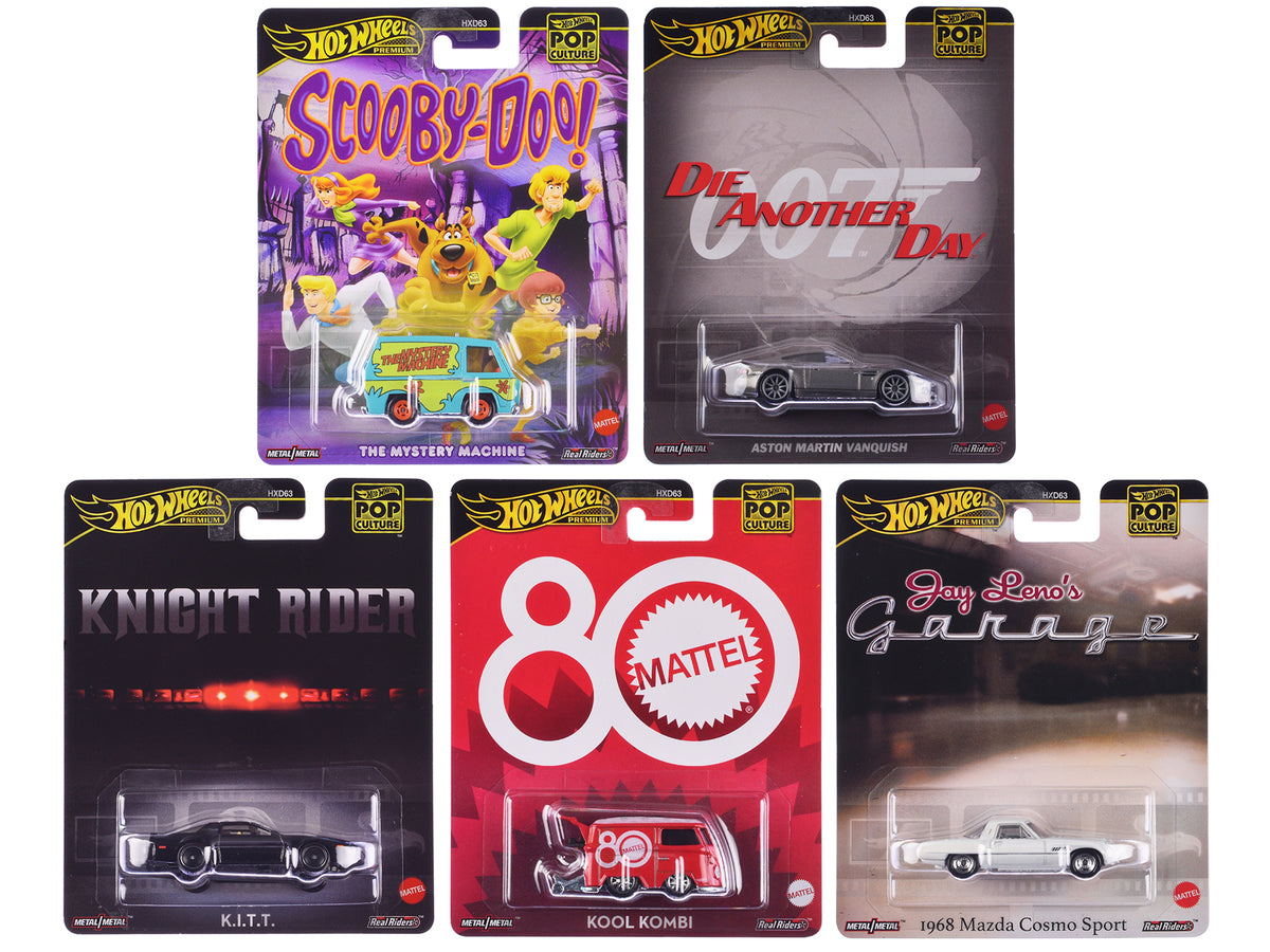 'Pop Culture 2024' 5 piece Set G 'Premium Series' Diecast Model Cars by Hot Wheels