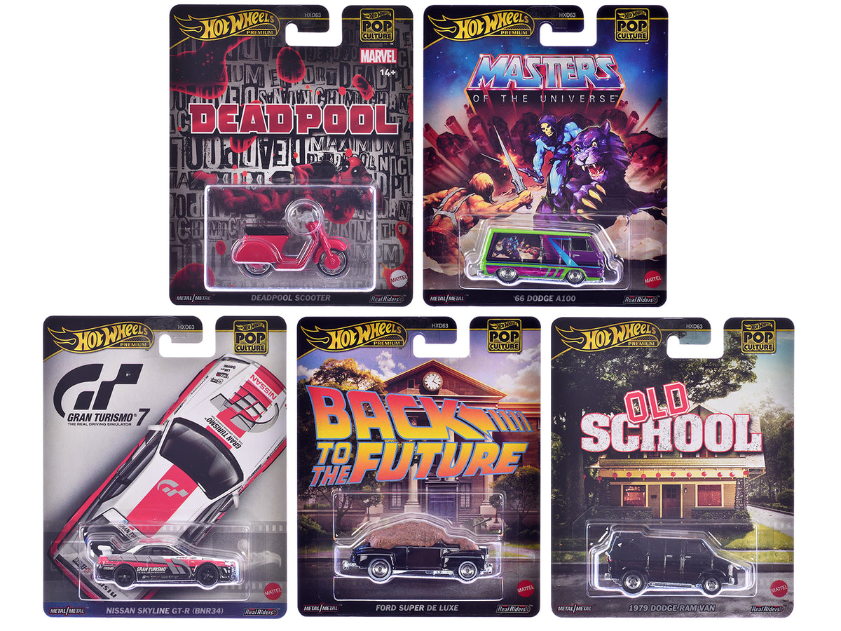 'Pop Culture 2025' 5 piece Set J 'Premium Series' Diecast Model Cars by Hot Wheels