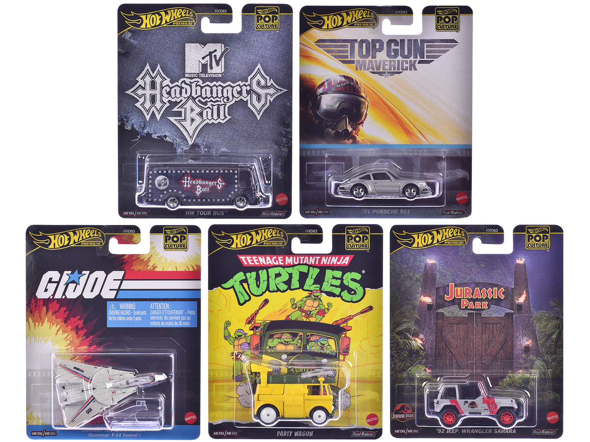 'Pop Culture 2025' 5 piece Set K 'Premium Series' Diecast Model Cars by Hot Wheels