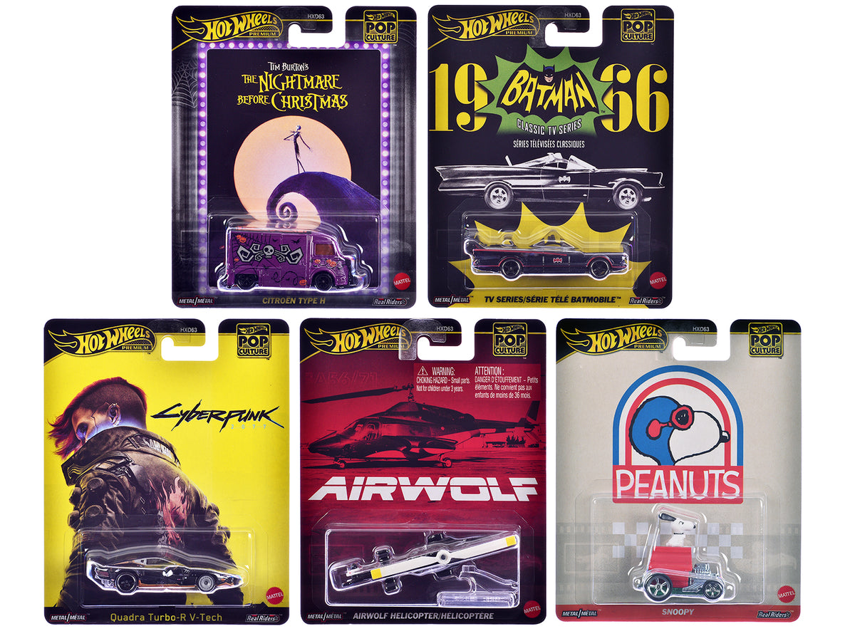 'Pop Culture 2025' 5 piece Set M 'Premium Series' Diecast Model Cars by Hot Wheels