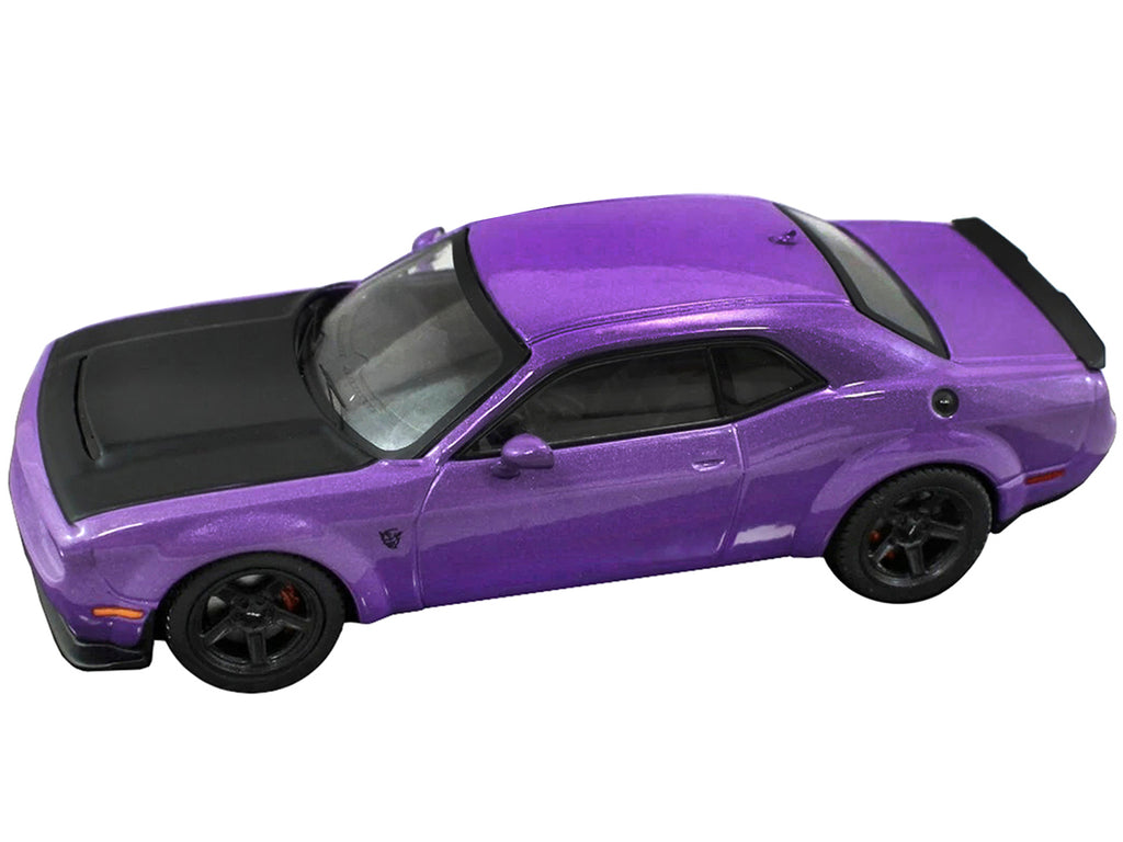 2018 Dodge Challenger SRT Demon Plum Crazy Metallic with Matt Black Hood 1/43 Diecast Model Car by IXO Models