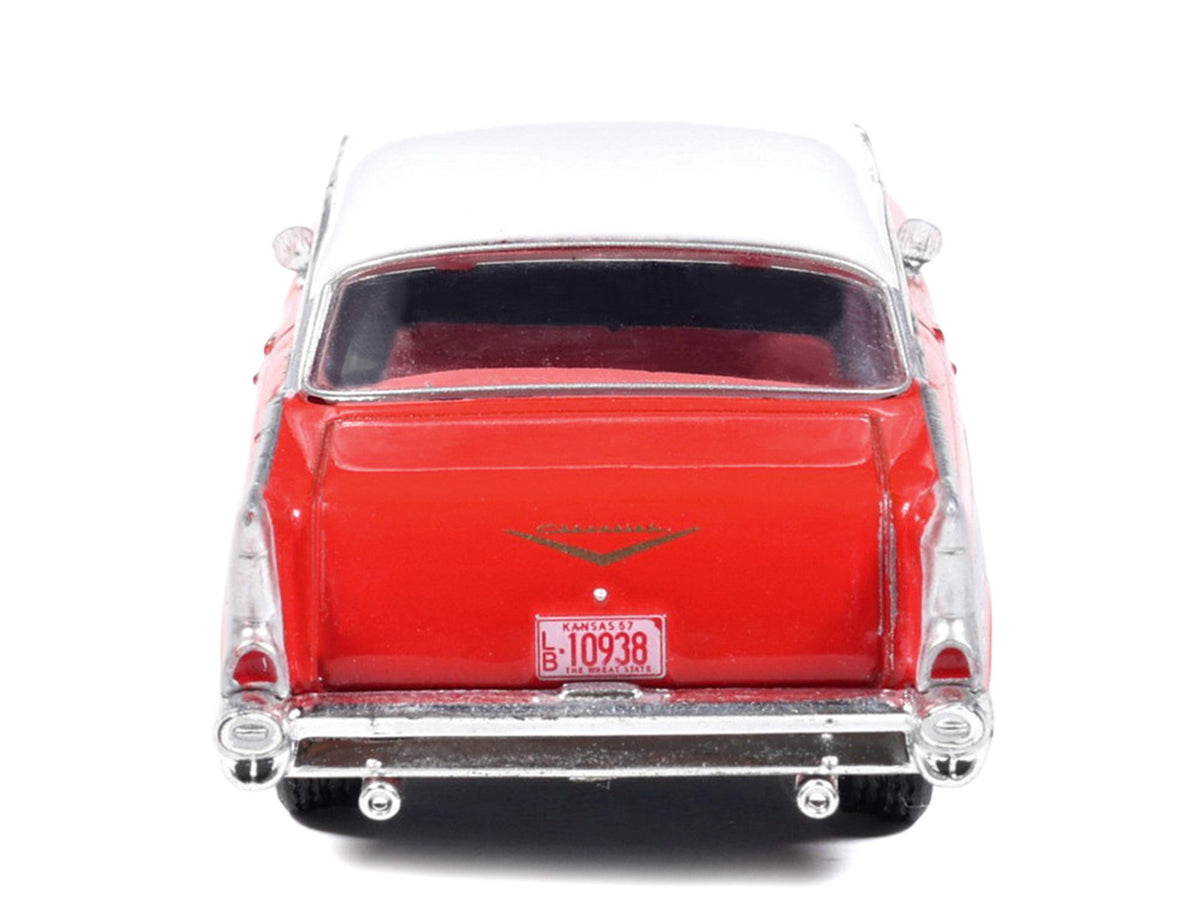 1957 Chevrolet Bel Air Red with White Top and Red Interior 1/64 Diecast Model by IXO Models