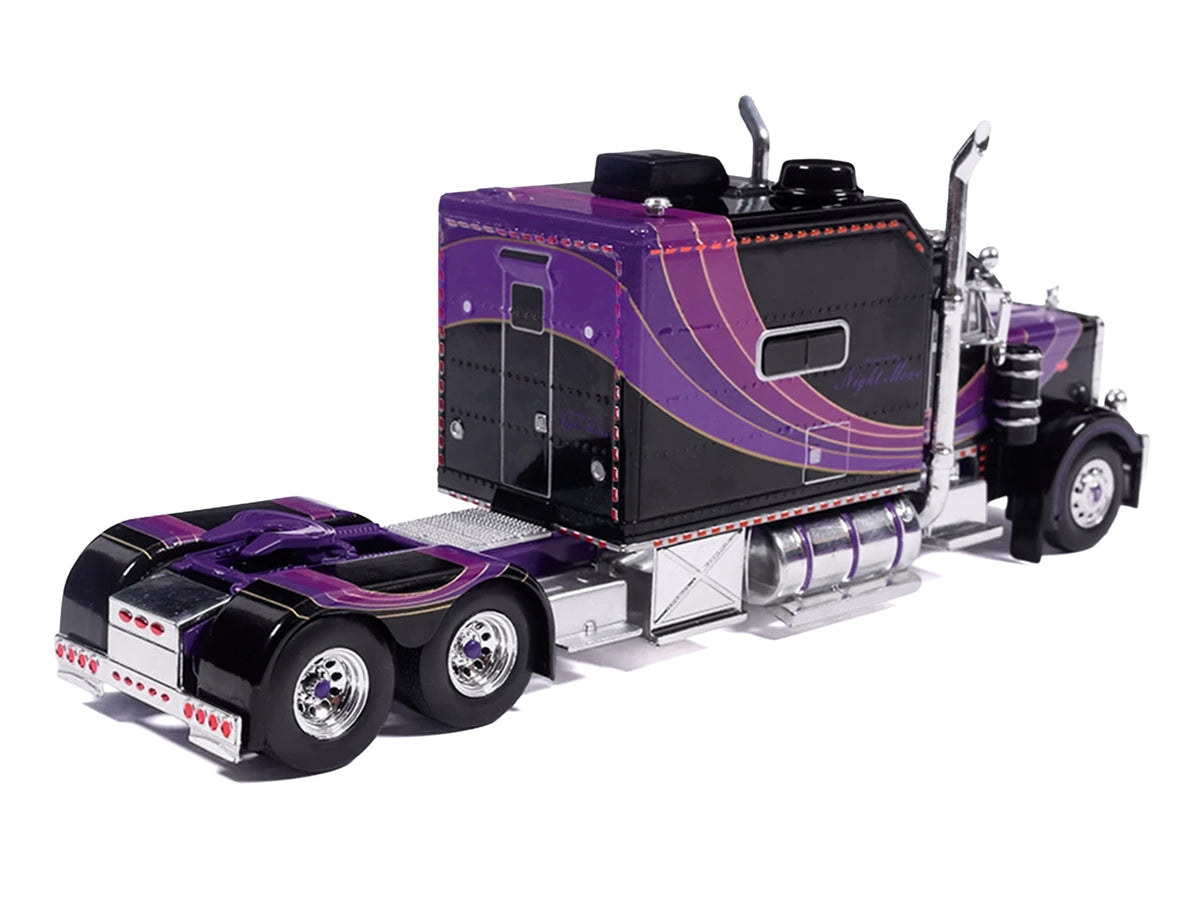 Peterbilt 379 Truck with Sleeper and Dry Goods Trailer 'Night Moves' Black with Graphics 'J1 Diecast' Series 1/64 Diecast Model by IXO Models