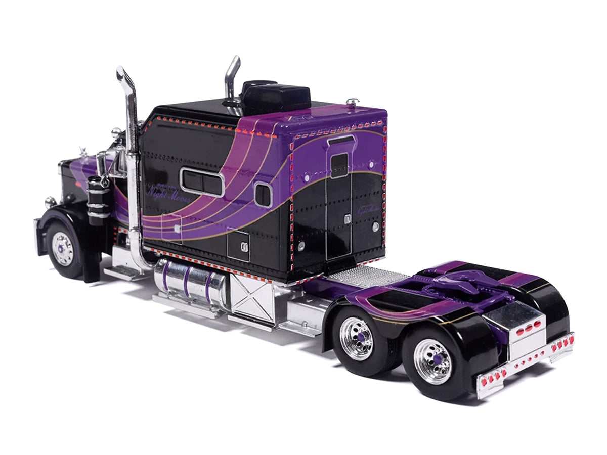 Peterbilt 379 Truck with Sleeper and Dry Goods Trailer 'Night Moves' Black with Graphics 'J1 Diecast' Series 1/64 Diecast Model by IXO Models