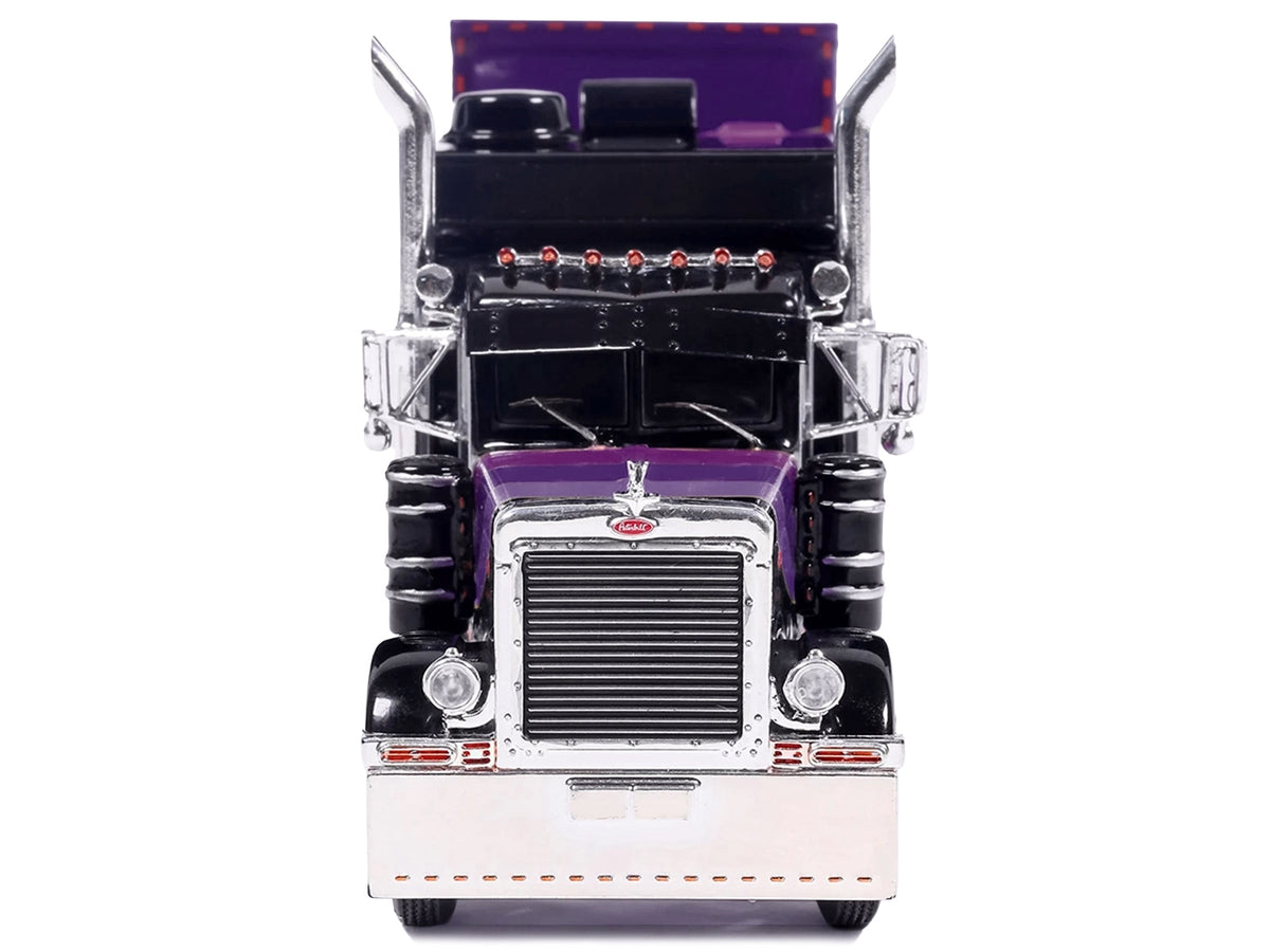 Peterbilt 379 Truck with Sleeper and Dry Goods Trailer 'Night Moves' Black with Graphics 'J1 Diecast' Series 1/64 Diecast Model by IXO Models
