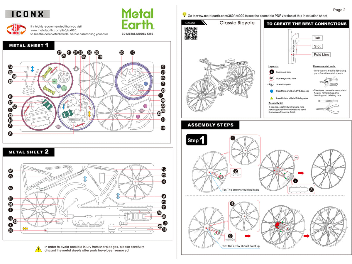 Model Kit Classic Bicycle 'Bon Voyage' (Challenging Difficulty) Steel Model by Metal Earth