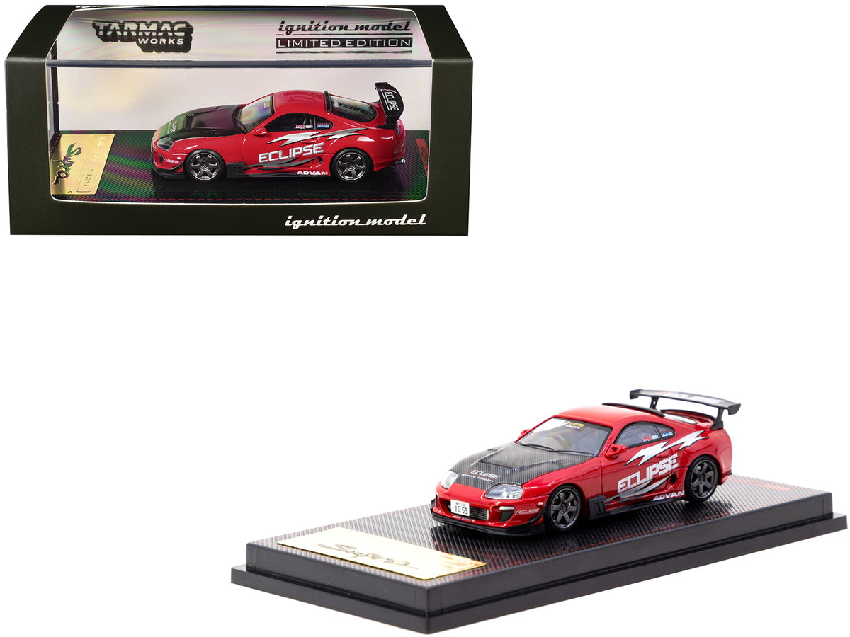 Toyota Supra (JZA80) RZ RHD (Right Hand Drive) 'Eclipse Racing Concept' Red with Carbon Hood 1/64 Diecast Model Car by Ignition Model
