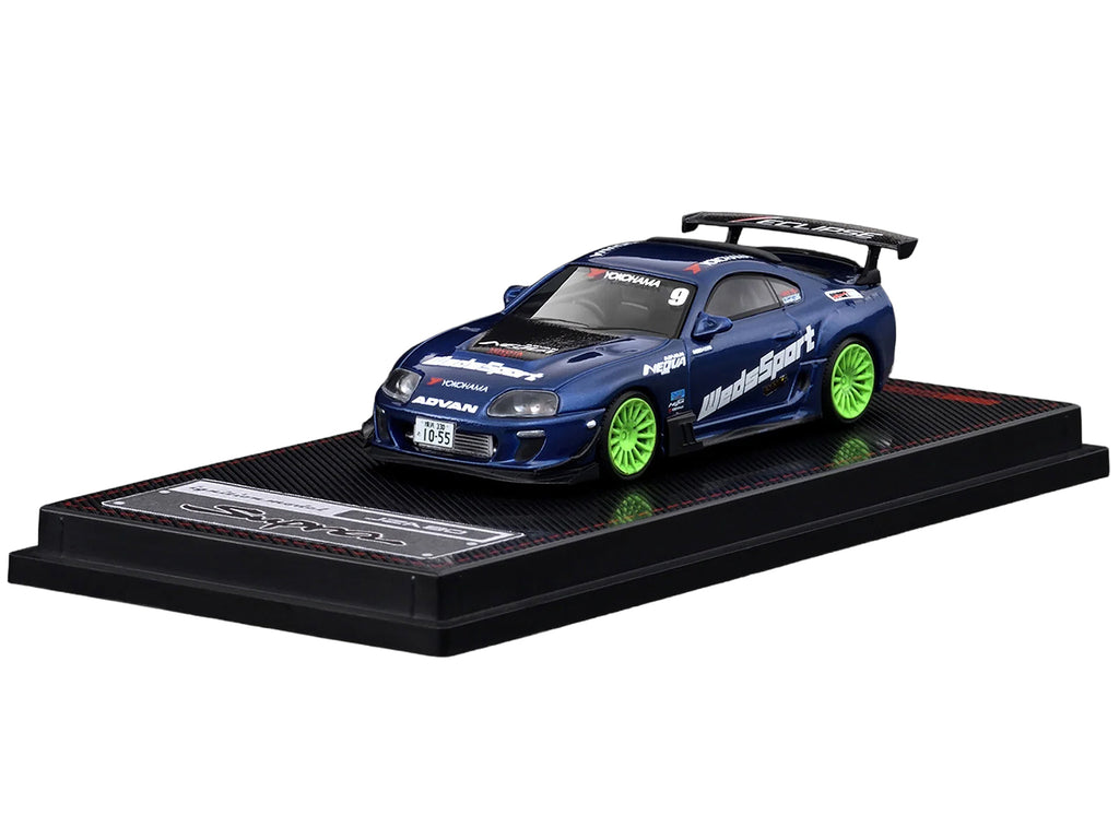 Toyota Supra (JZA80) RZ RHD (Right Hand Drive) #9 'WedsSport' Blue Metallic with Graphics 1/64 Diecast Model Car by Ignition Model
