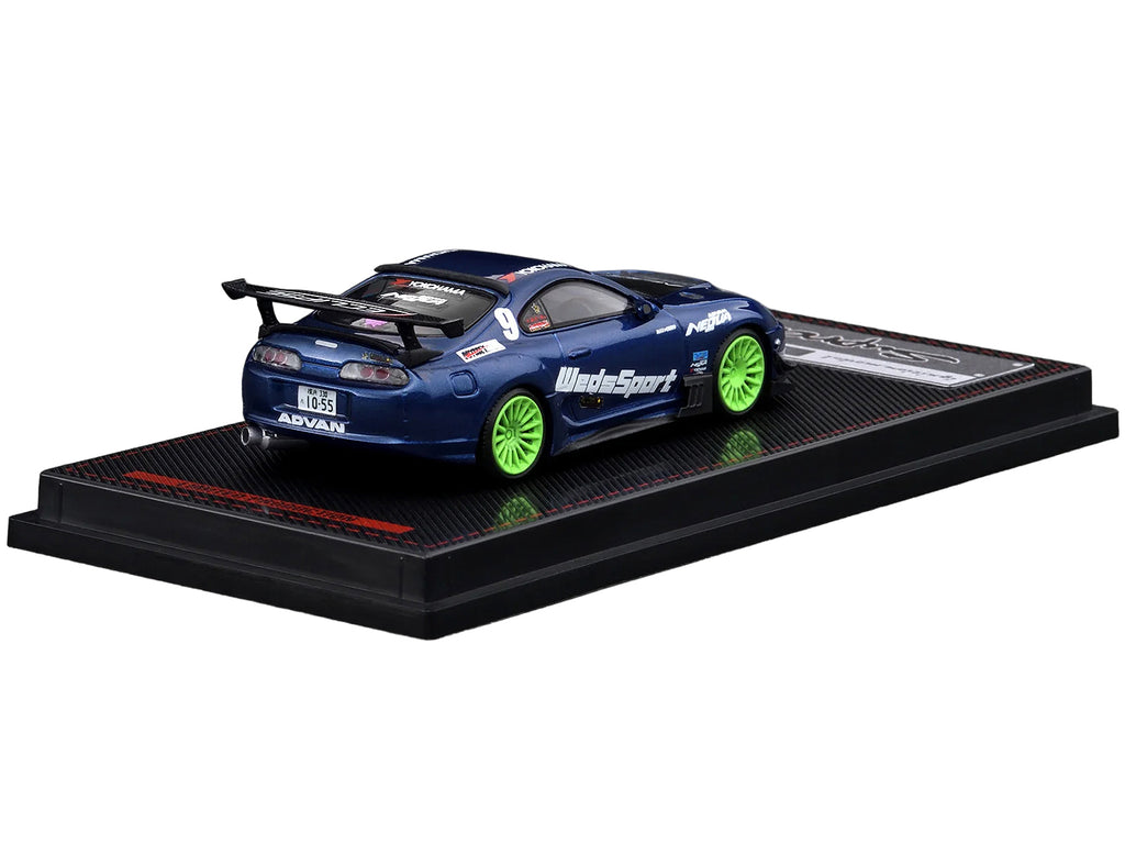 Toyota Supra (JZA80) RZ RHD (Right Hand Drive) #9 'WedsSport' Blue Metallic with Graphics 1/64 Diecast Model Car by Ignition Model