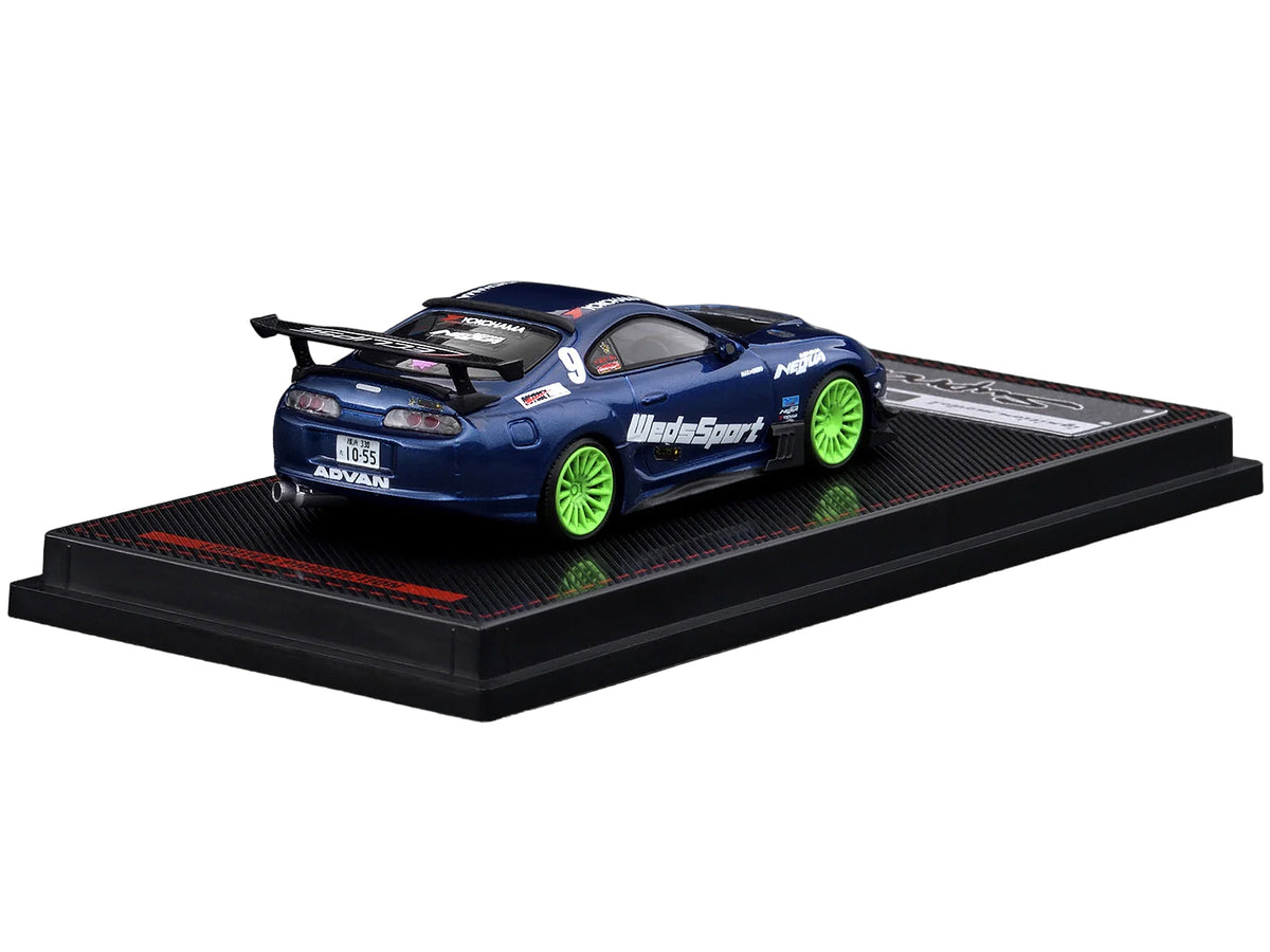 Toyota Supra (JZA80) RZ RHD (Right Hand Drive) #9 'WedsSport' Blue Metallic with Graphics 1/64 Diecast Model Car by Ignition Model