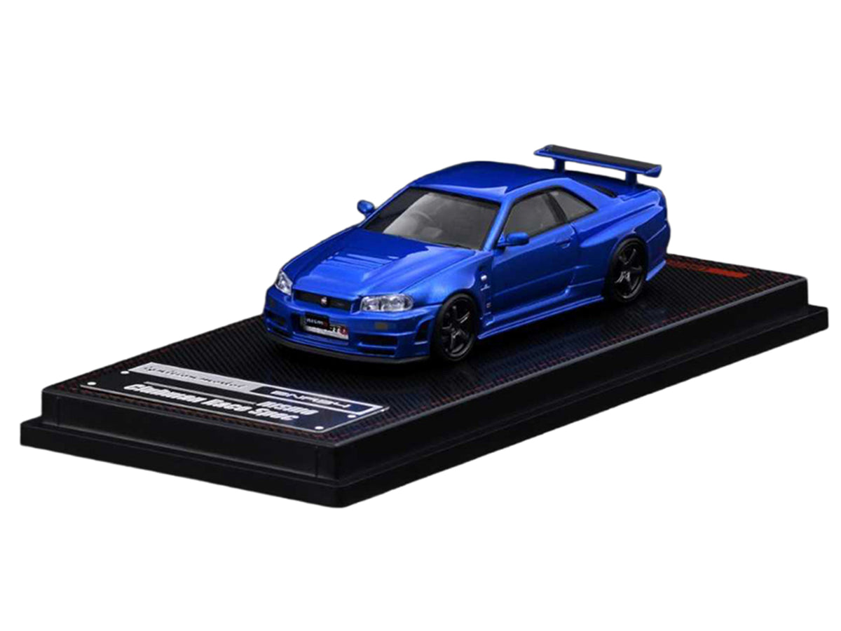 Nissan Skyline GT-R (BNR34) Nismo RHD (Right Hand Drive) Blue Metallic 1/64 Diecast Model Car by Ignition Model