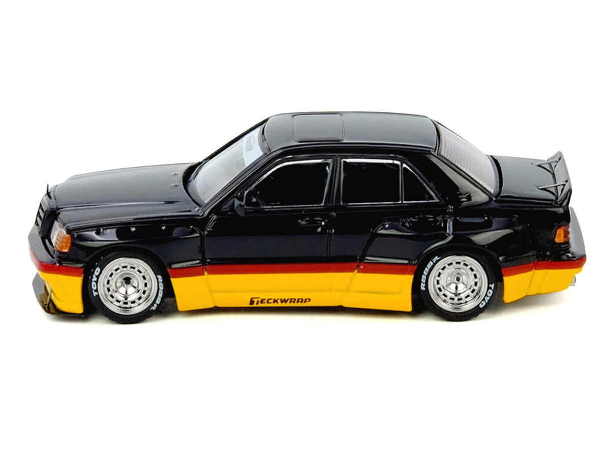 Pandem Rocket Bunny 190E Black with Red and Yellow Stripes 'Diecast Con Madrid 2026 Event Edition' 1/64 Diecast Model Car by Inno Models