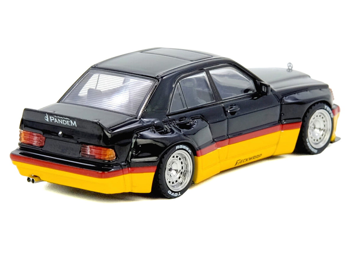 Pandem Rocket Bunny 190E Black with Red and Yellow Stripes 'Diecast Con Madrid 2026 Event Edition' 1/64 Diecast Model Car by Inno Models