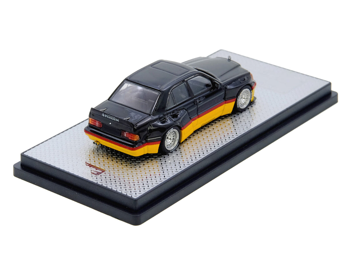 Pandem Rocket Bunny 190E Black with Red and Yellow Stripes 'Diecast Con Madrid 2026 Event Edition' 1/64 Diecast Model Car by Inno Models