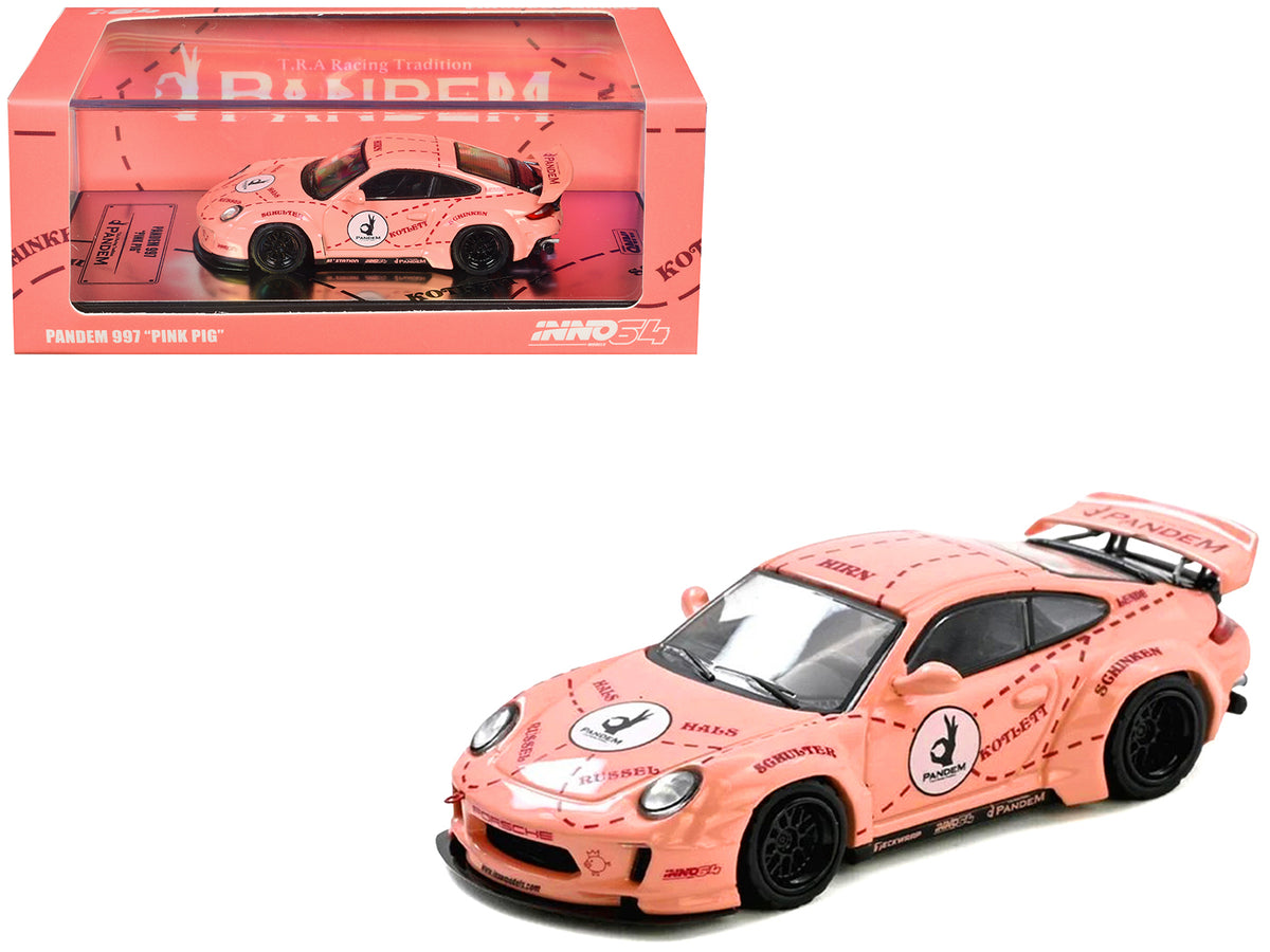 Pandem 997 'Pink Pig' Pink with Graphics 1/64 Diecast Model Car by Inno Models