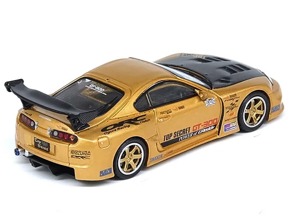 Toyota Supra (A80) 'Top Secret' GT300 RHD (Right Hand Drive) Gold Metallic with Carbon Hood 1/64 Diecast Model Car by Inno Models