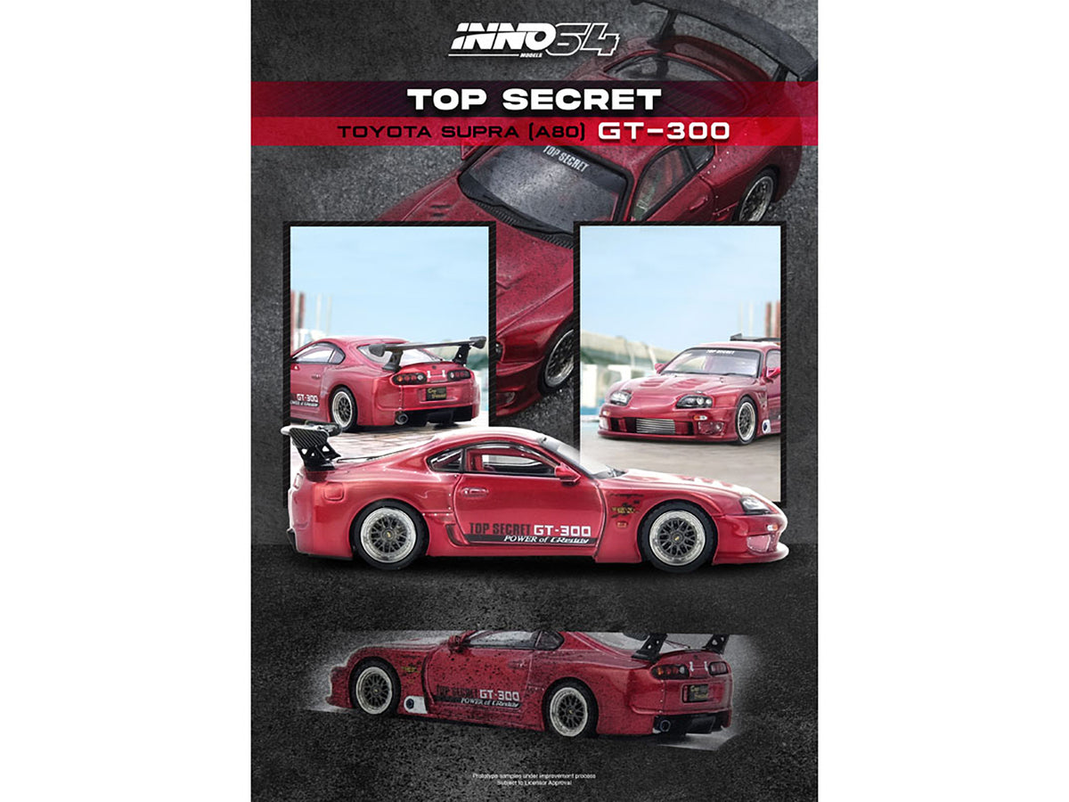 Toyota Supra (A80) 'Top Secret' GT300 RHD (Right Hand Drive) Red Metallic 1/64 Diecast Model Car by Inno Models