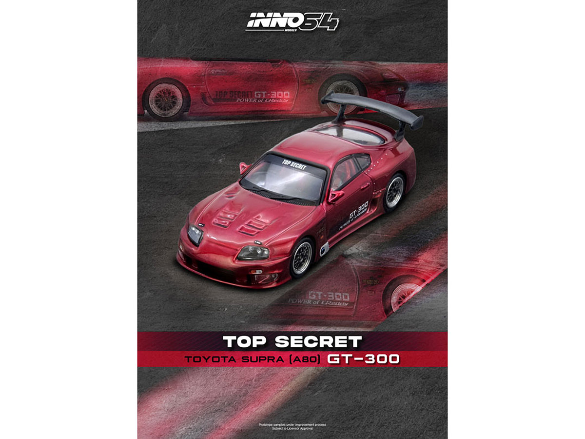 Toyota Supra (A80) 'Top Secret' GT300 RHD (Right Hand Drive) Red Metallic 1/64 Diecast Model Car by Inno Models