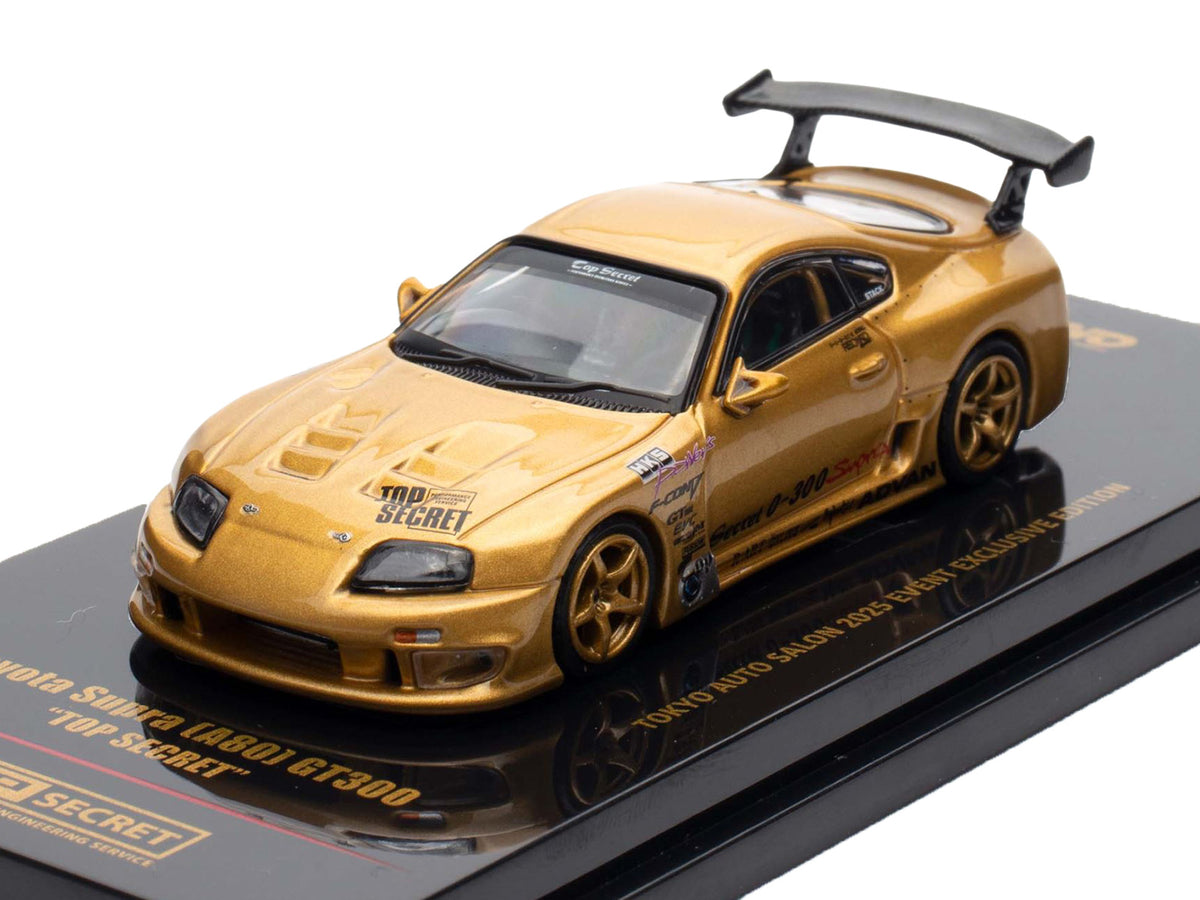 Toyota Supra (A80) 'Top Secret' GT300 RHD (Right Hand Drive) Gold Metallic 'Tokyo Auto Salon 2025 Event Exclusive' 1/64 Diecast Model Car by Inno Models