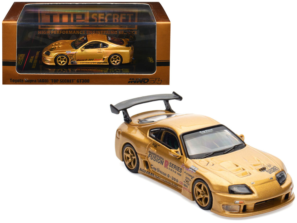 Toyota Supra (A80) 'Top Secret' GT300 RHD (Right Hand Drive) Gold Metallic 'Tokyo Auto Salon 2025 Event Exclusive' 1/64 Diecast Model Car by Inno Models
