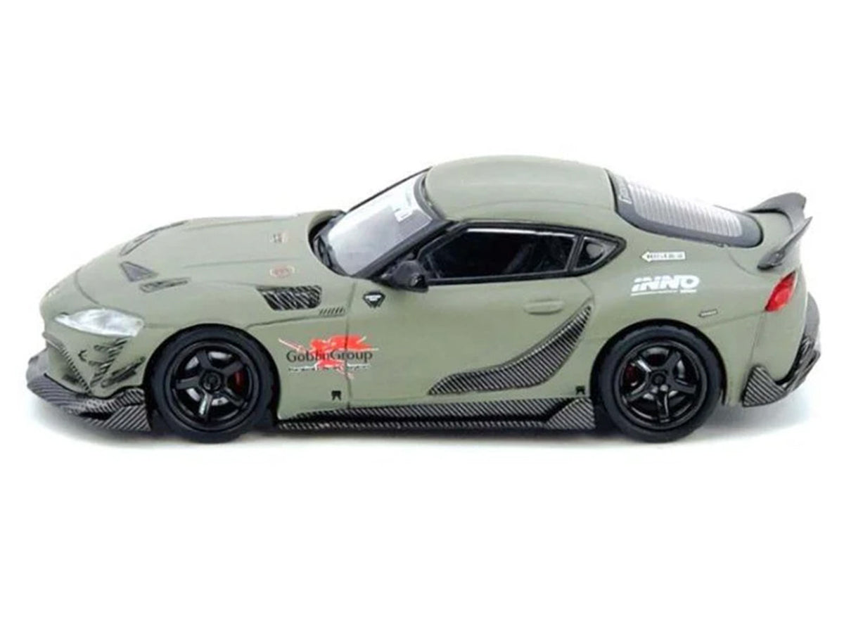 Toyota Supra (A90) 'DarwinPro' Matt Green with Carbon Accents 1/64 Diecast Model Car by Inno Models