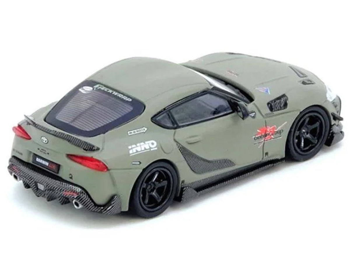 Toyota Supra (A90) 'DarwinPro' Matt Green with Carbon Accents 1/64 Diecast Model Car by Inno Models
