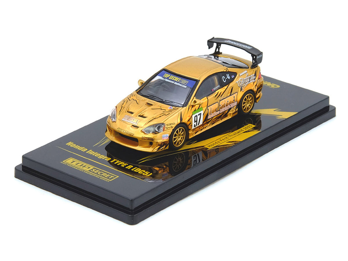 Honda Integra Type R (DC5) RHD (Right Hand Drive) #97 'Top Secret Thailand' Gold Metallic with Graphics 'Honda Fest Thailand 2025'1/64 Diecast Model Car by Inno Models