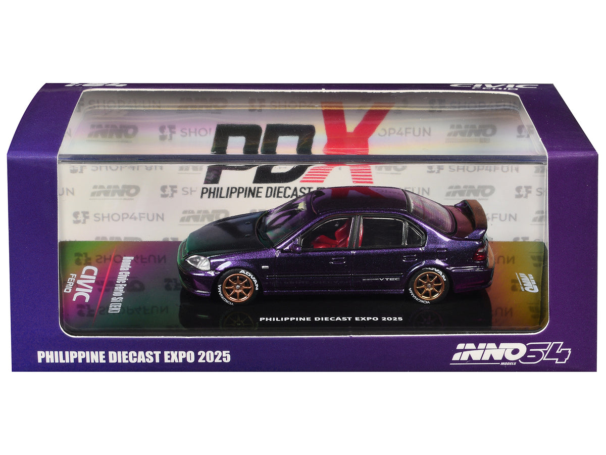 Honda Civic Ferio Si (EK) RHD (Right Hand Drive) Midnight Purple Metallic 'Philippine Diecast Expo 2025 Event Edition' 1/64 Diecast Model Car by Inno Models