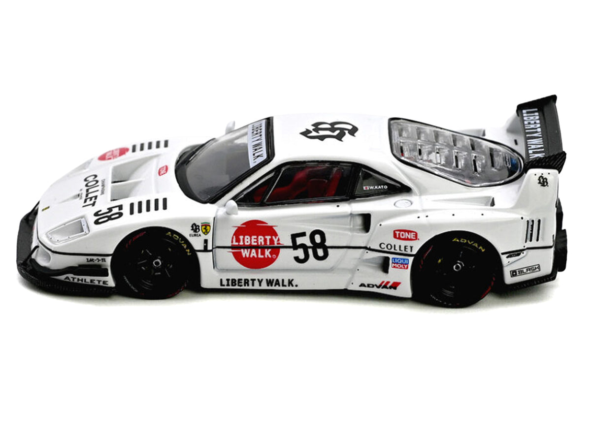 LBWK (Liberty Walk) F40 #58 White with Graphics 'Collet' 1/64 Diecast Model Car by Inno Models