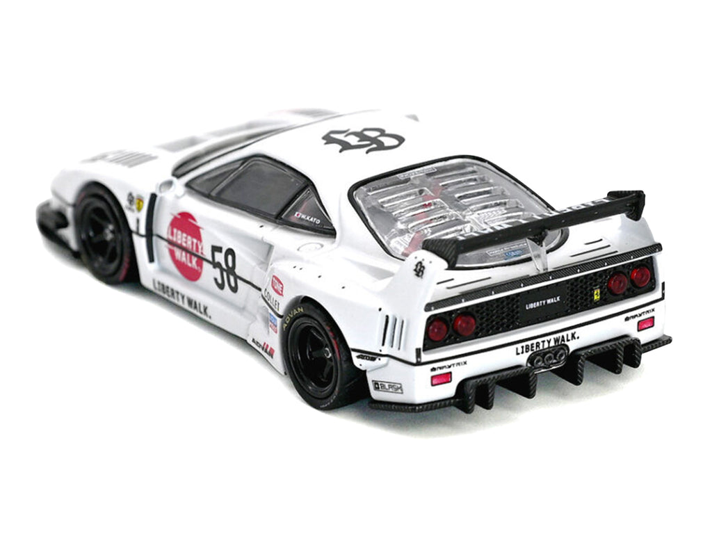 LBWK (Liberty Walk) F40 #58 White with Graphics 'Collet' 1/64 Diecast Model Car by Inno Models