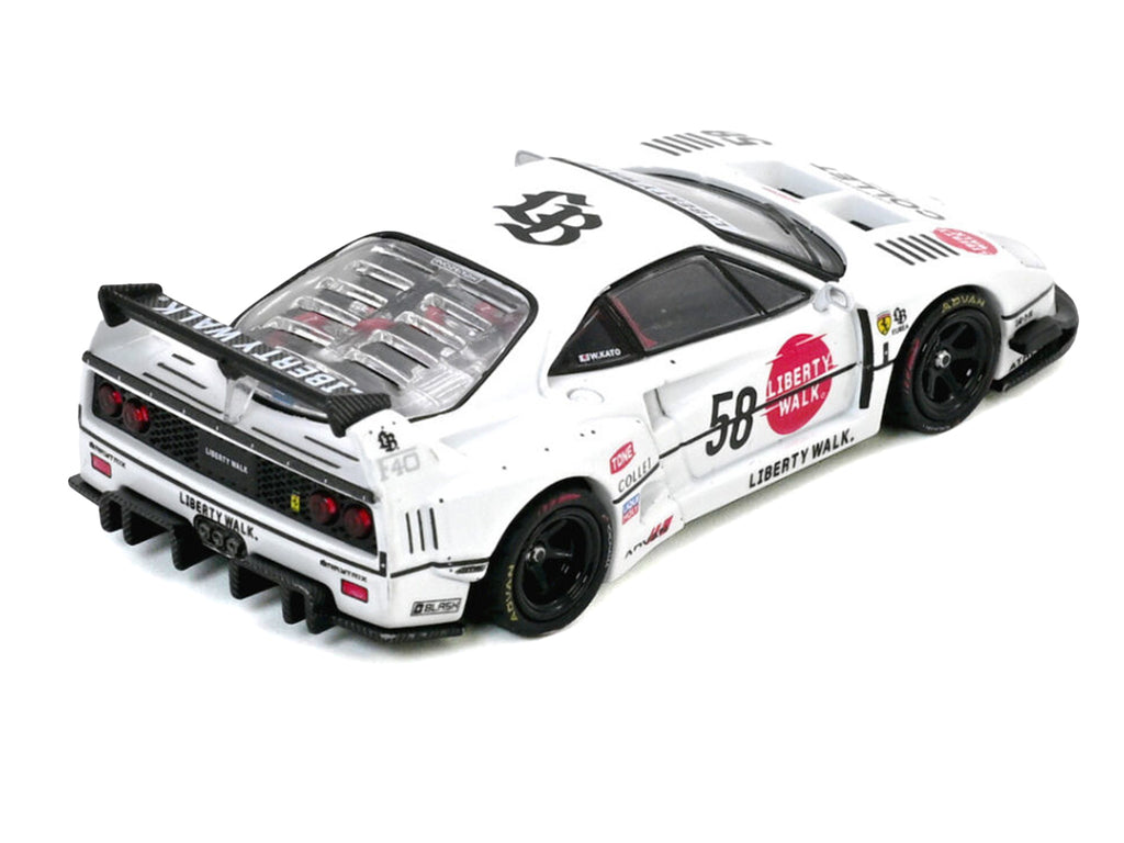 LBWK (Liberty Walk) F40 #58 White with Graphics 'Collet' 1/64 Diecast Model Car by Inno Models