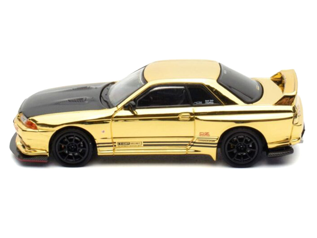 Nissan Skyline GT-R (R32) 'Top Secret' RHD (Right Hand Drive) Chrome Gold with Carbon Hood 'The Model Car Show Malaysia 2025 Event Edition' 1/64 Diecast Model Car by Inno Models
